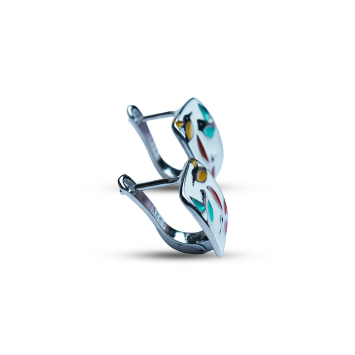 Nilo 925 Kids Jewellery Colorful Bird Enamel Earrings