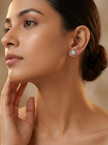 925 Crystal Heart Halo Studs
