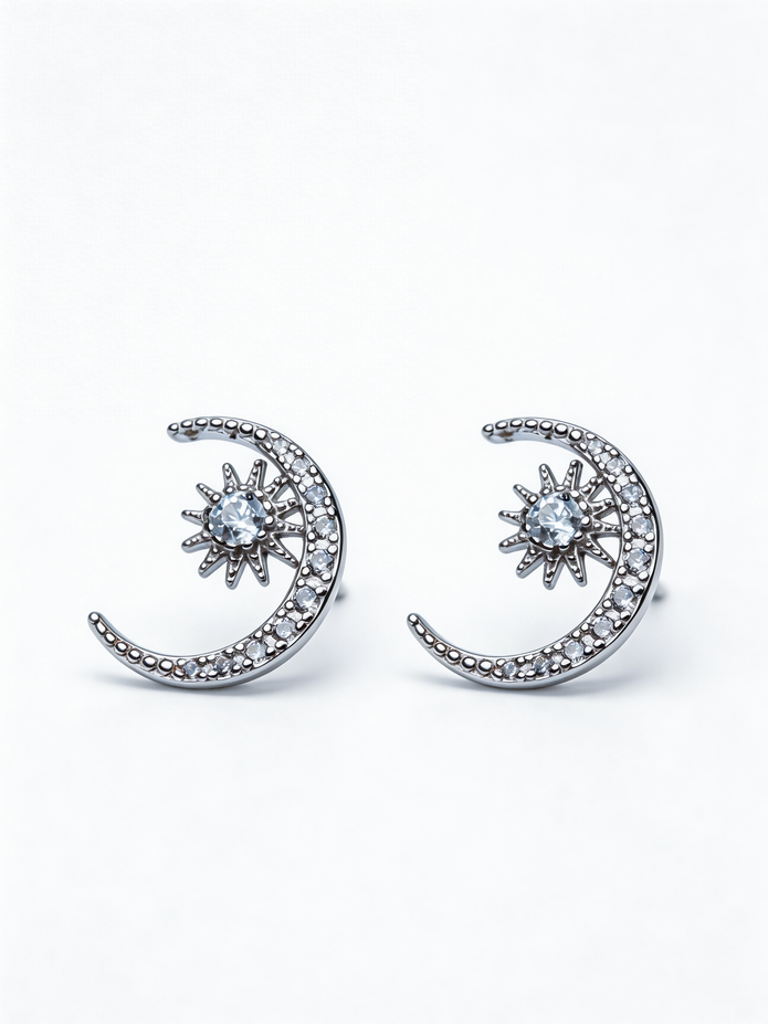 Nilo Celestial Star Moon Stud Earrings