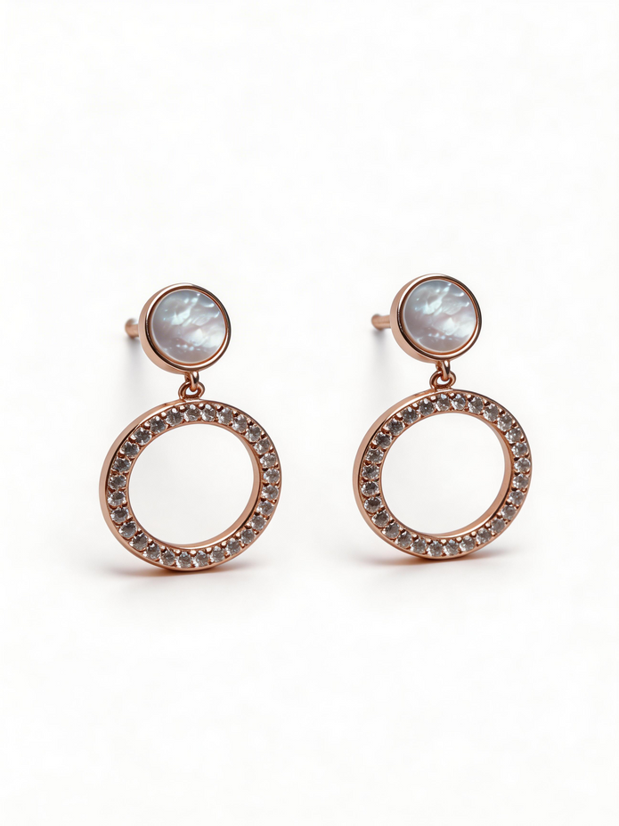Nilo Mother of Pearl Halo Drop Earrings