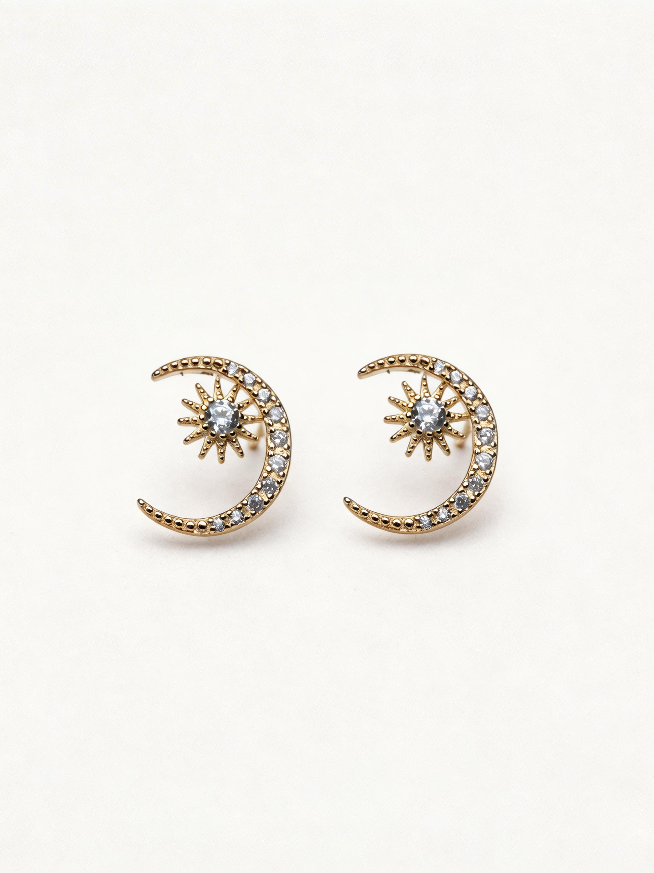 Nilo Celestial Star Moon Stud Earrings