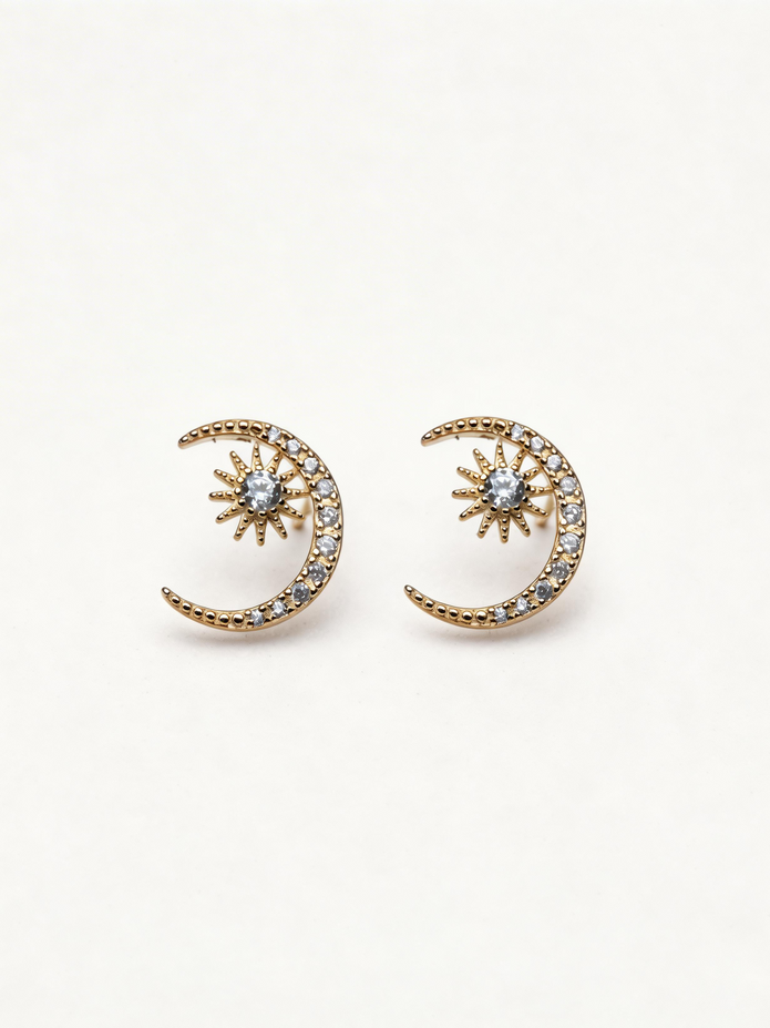 Nilo Celestial Star Moon Stud Earrings