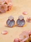 Nilo Crystal Clover Pearl Stud Earrings