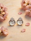 Nilo Crystal Clover Pearl Stud Earrings
