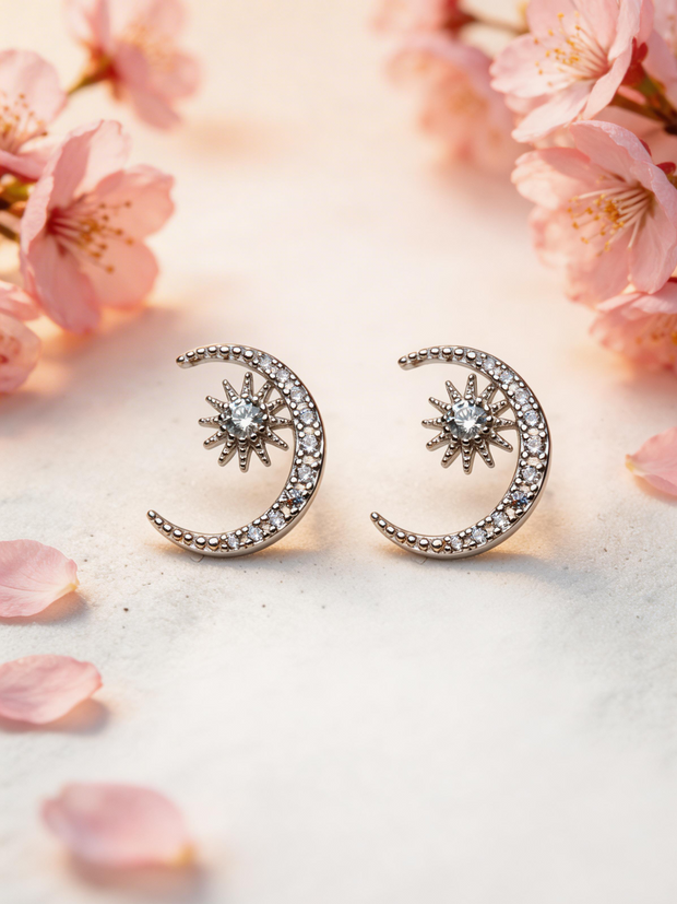 Nilo Celestial Star Moon Stud Earrings