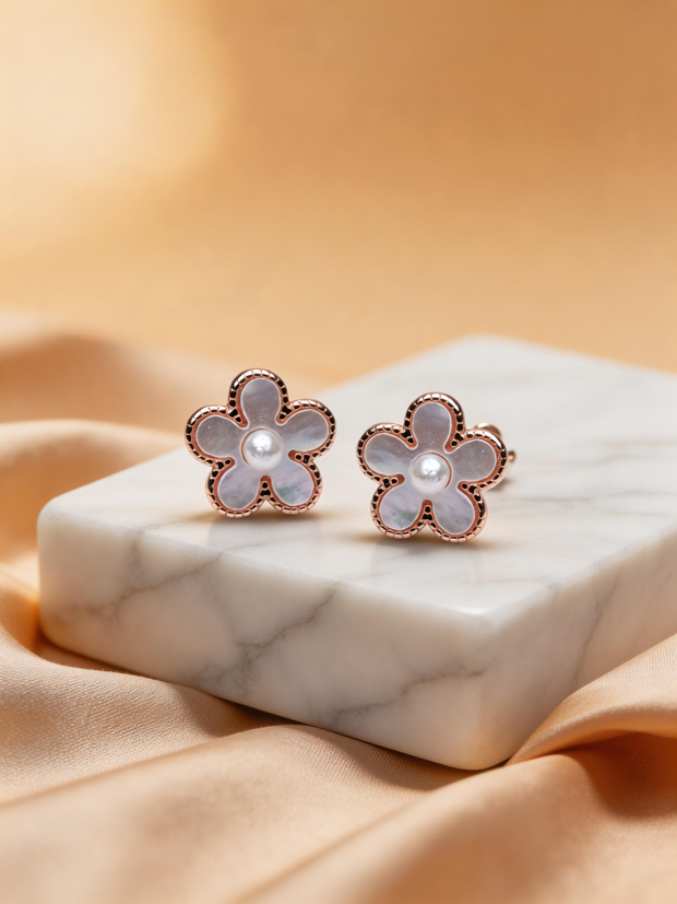 Nilo Pearl Blossom Stud Earrings