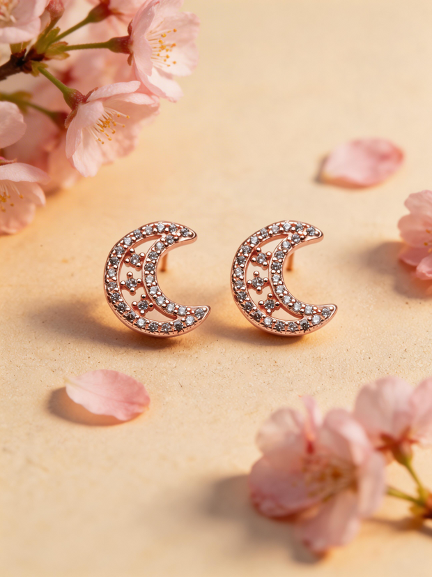 Nilo Crescent Crystal Stud Earrings
