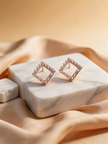 Nilo Pearl & Crystal Square Frame Stud Earrings