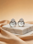 Nilo Crystal Clover Pearl Stud Earrings