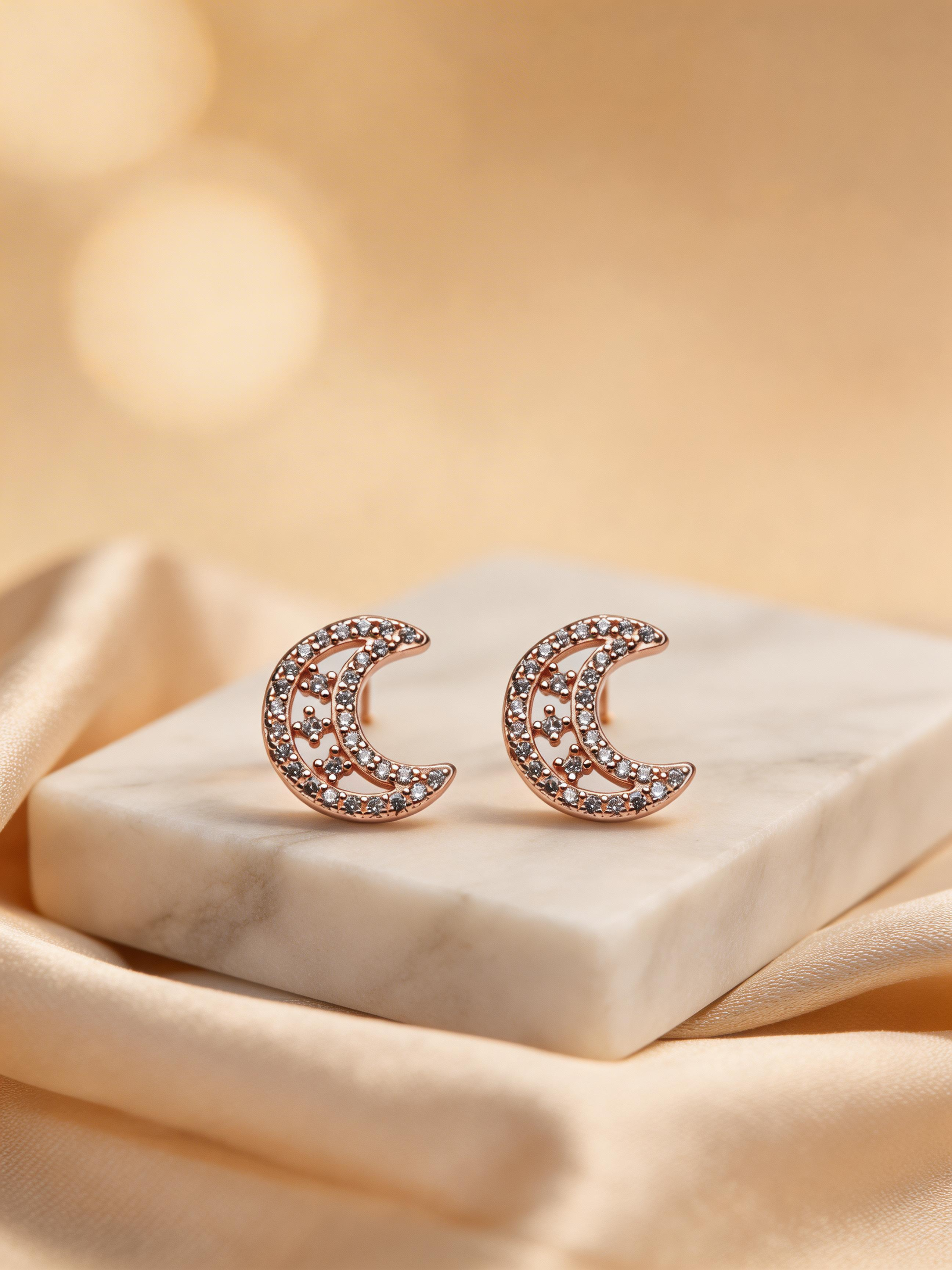 Nilo Crescent Crystal Stud Earrings