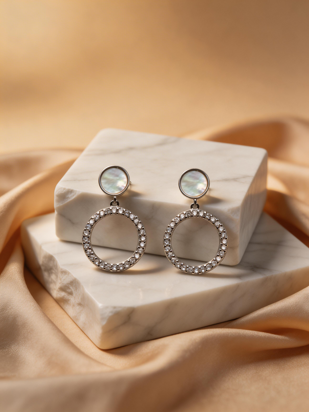 Nilo Mother of Pearl Halo Drop Earrings