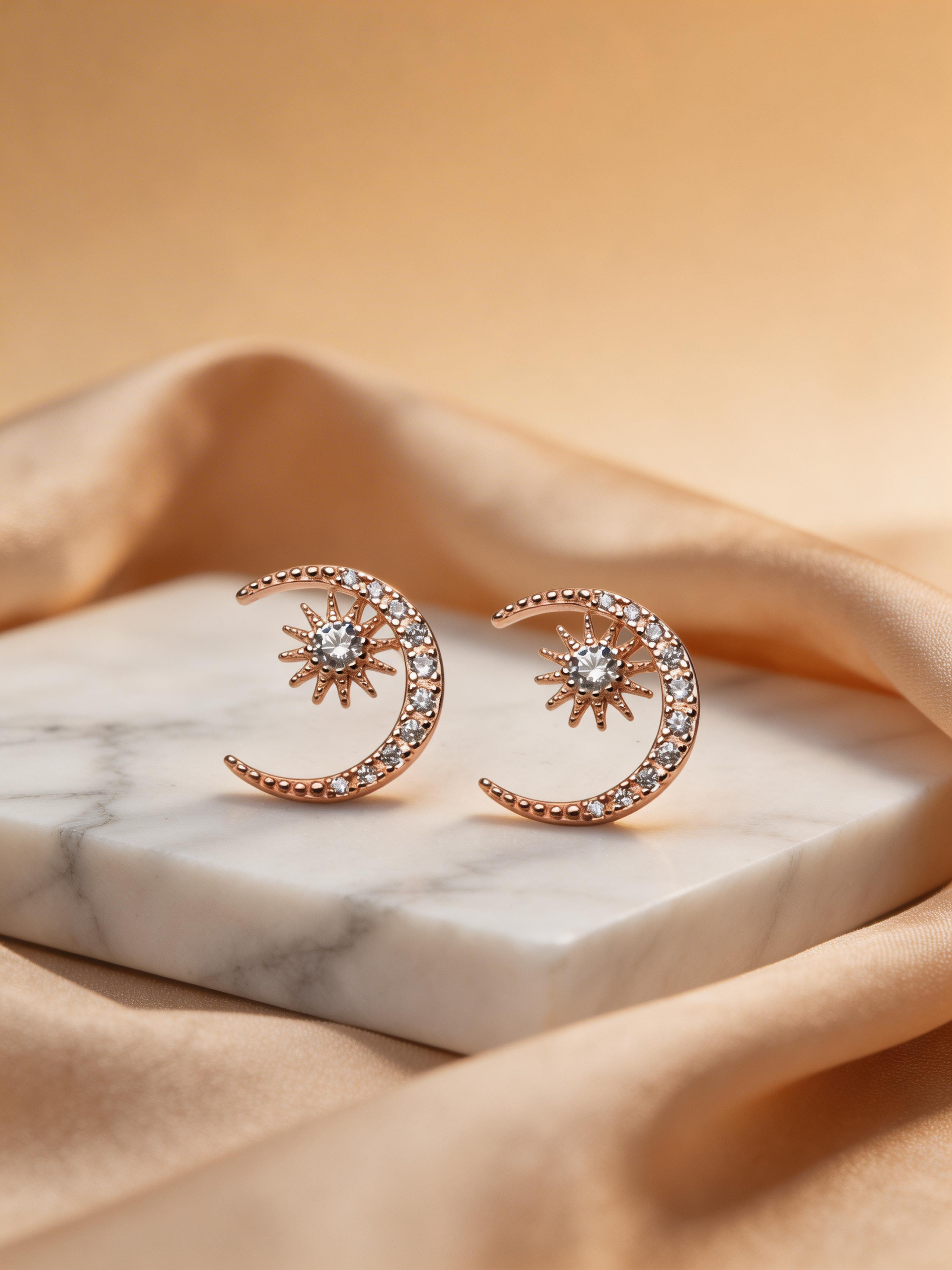 Nilo Celestial Star Moon Stud Earrings