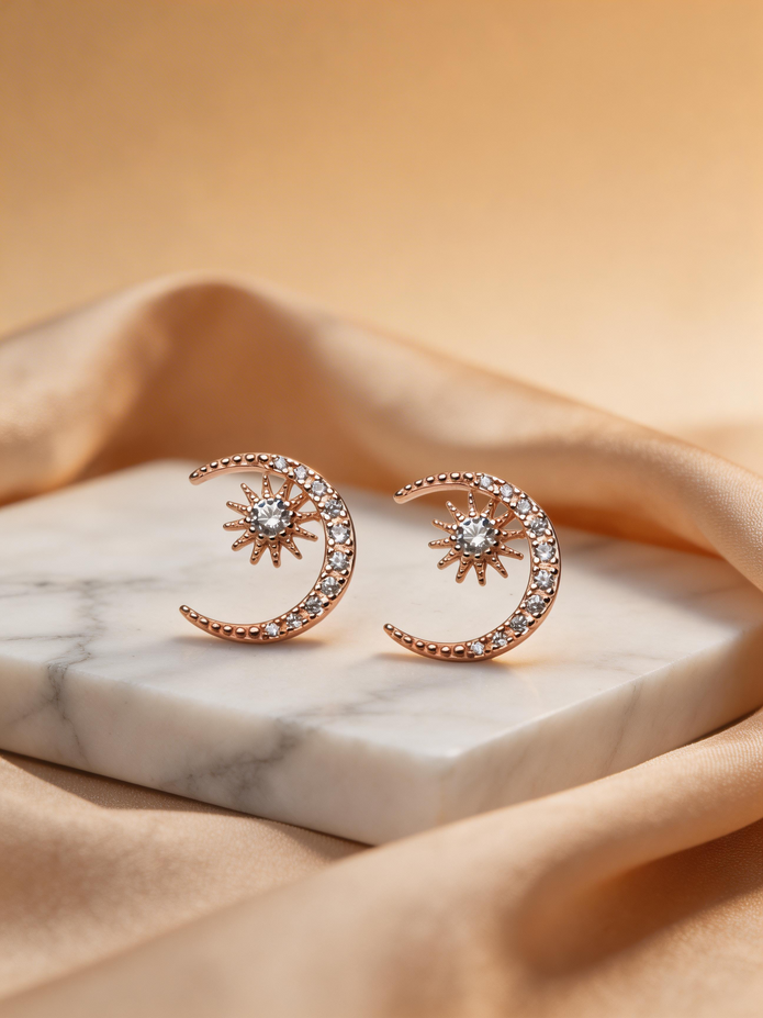 Nilo Celestial Star Moon Stud Earrings