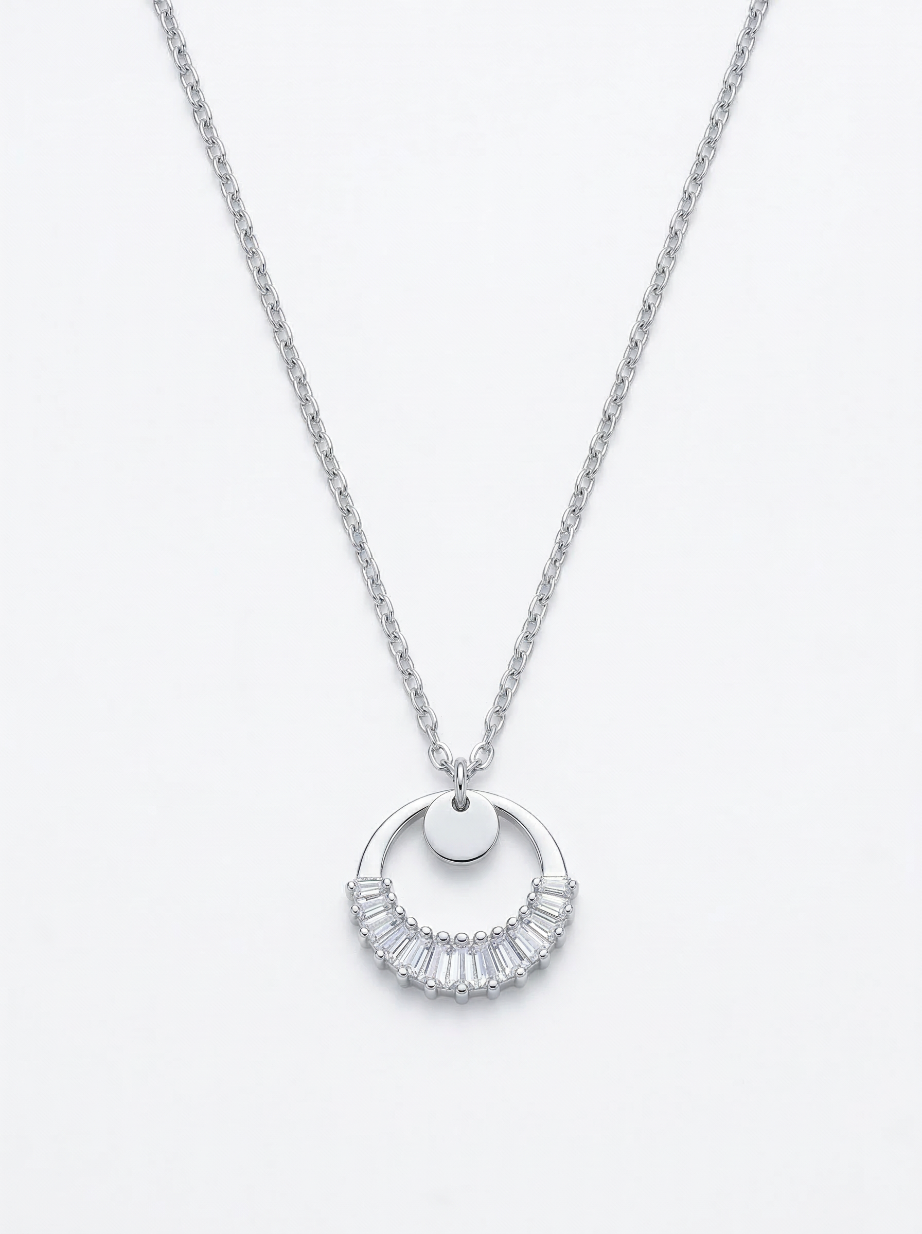 Crystal Arc Halo Pendant Chain