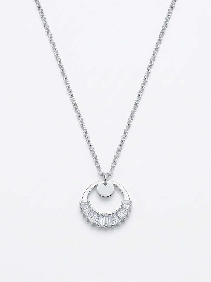 Crystal Arc Halo Pendant Chain