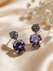 925 Dual Drop Amethyst Studs