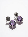 925 Dual Drop Amethyst Studs