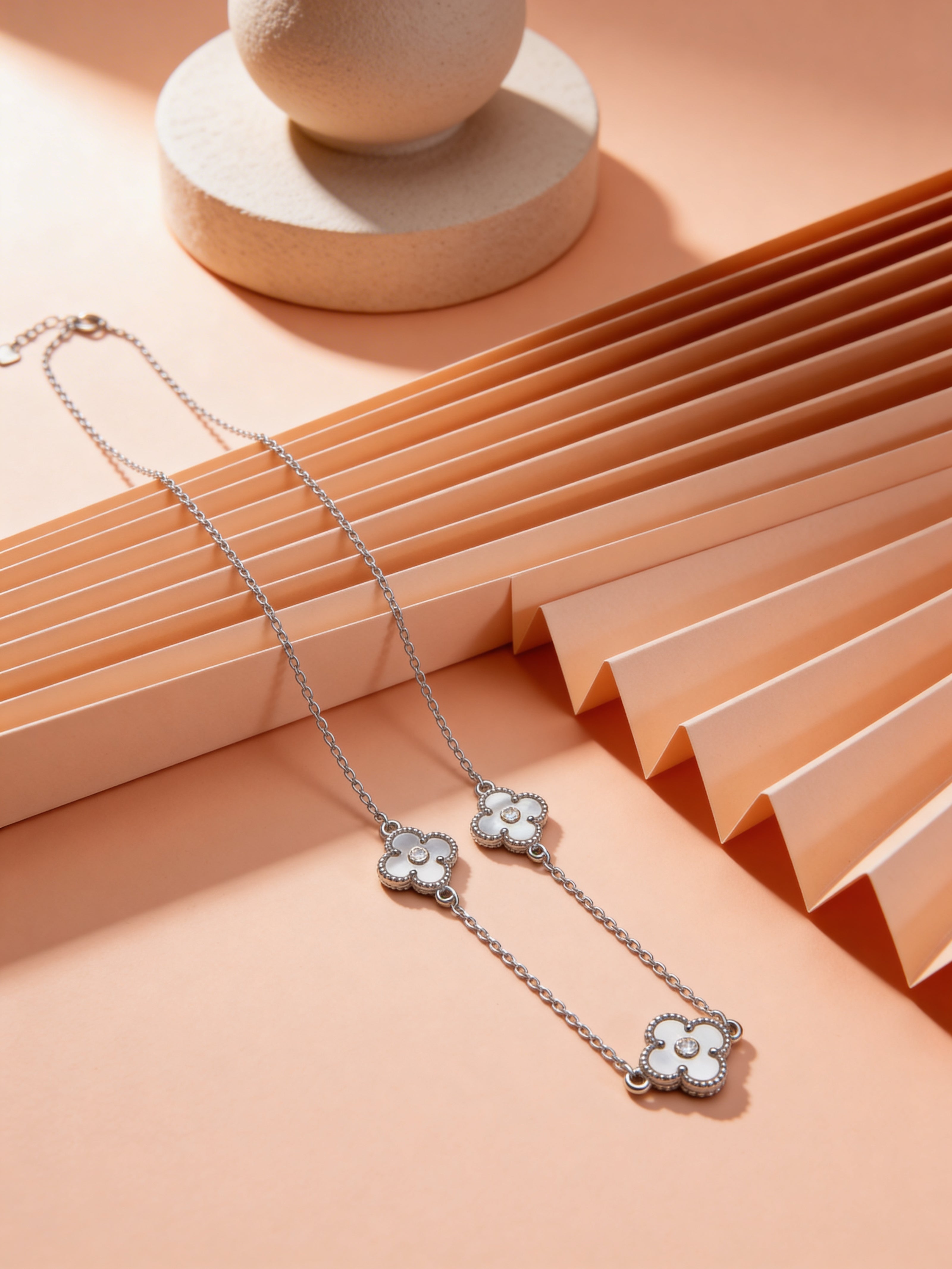 Dual Clover Station Necklace Chain