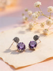 925 Dual Drop Amethyst Studs