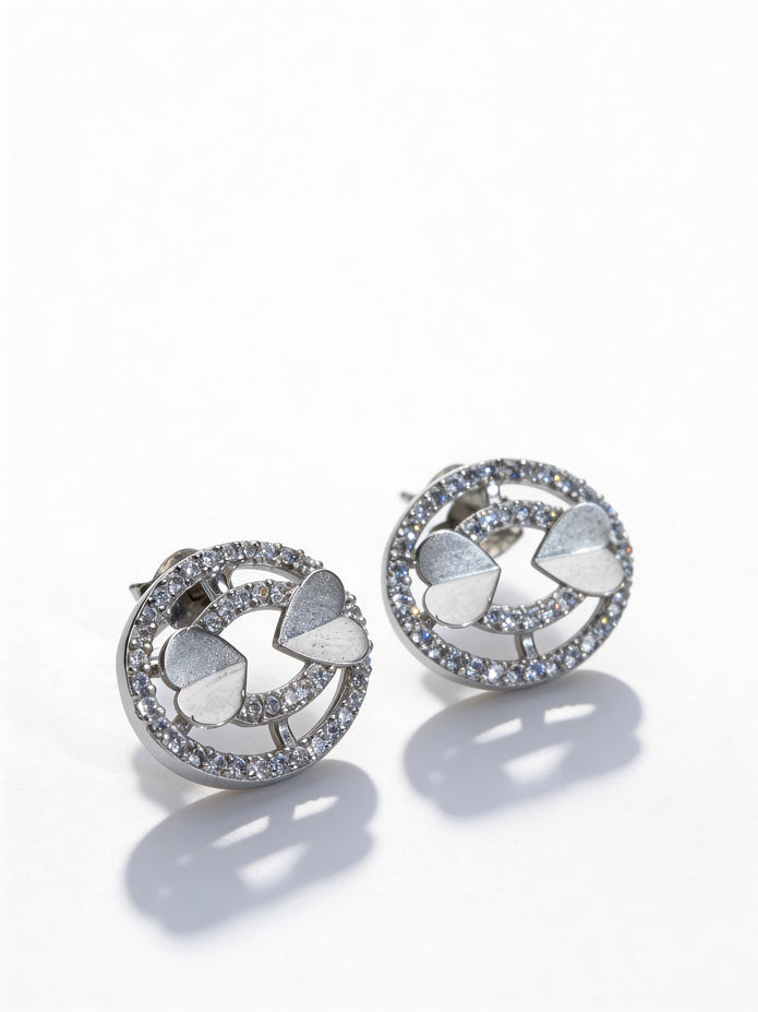 925 Minimal Heart Circle Studs