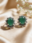 925 Emerald Oval Vintage Studs