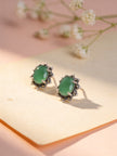925 Emerald Oval Vintage Studs