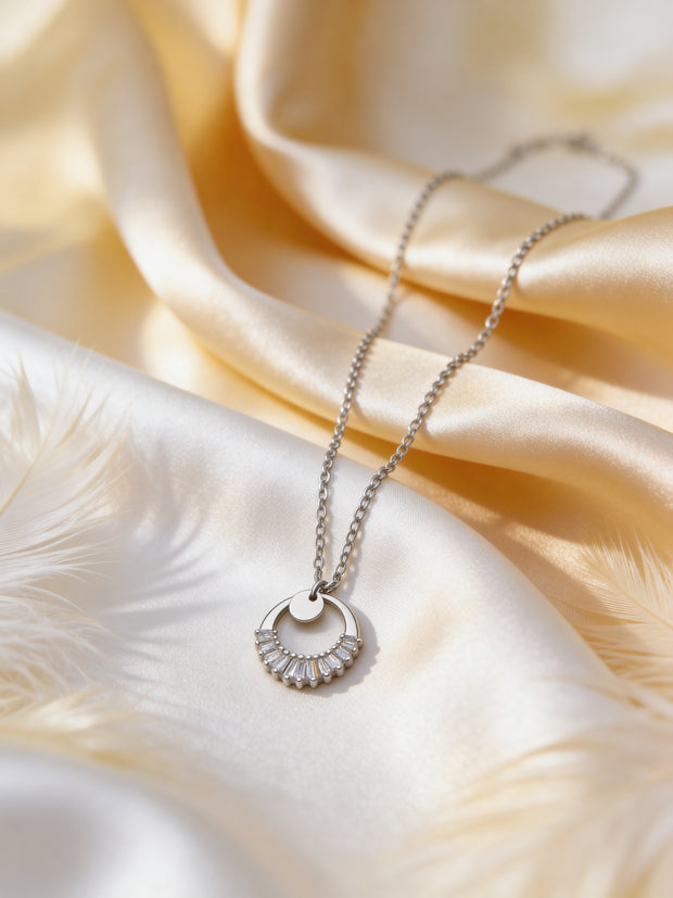 Crystal Arc Halo Pendant Chain
