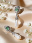925 Emerald Pearl Drop Earrings