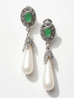 925 Emerald Pearl Drop Earrings