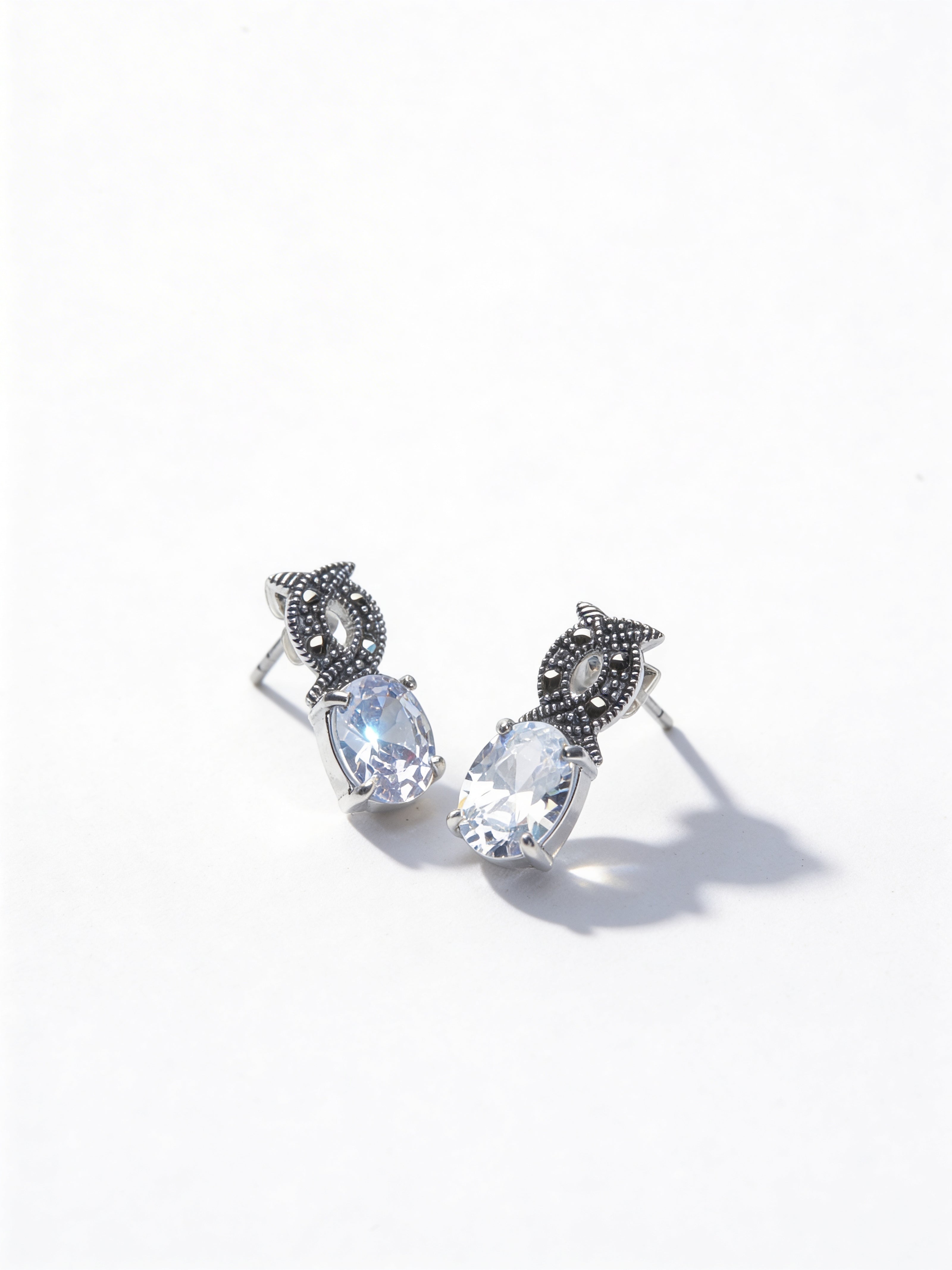 925 Crystal Oval Vintage Studs