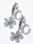 925 Floral Hoop Drop Earrings