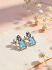 925 Sky Blue Princess Cut Studs