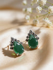 925 Emerald Teardrop Vintage Studs