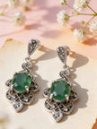 925 Emerald Ornate Drop Earrings