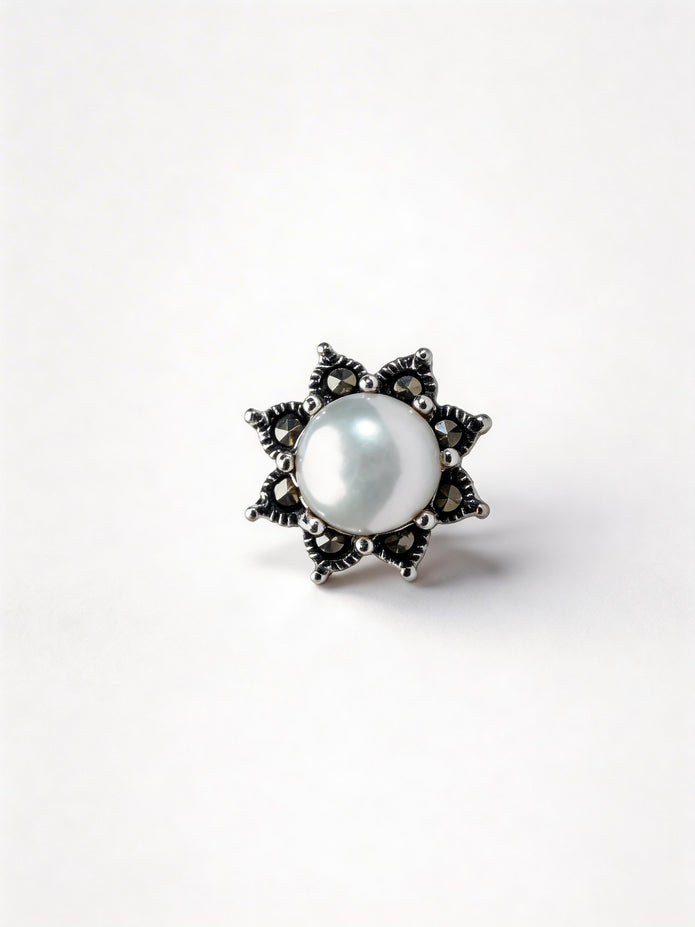 925 Pearl Blossom Stud Earrings