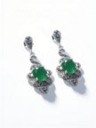 925 Emerald Ornate Drop Earrings