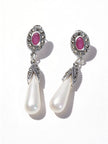 925 Ruby Pearl Drop Earrings
