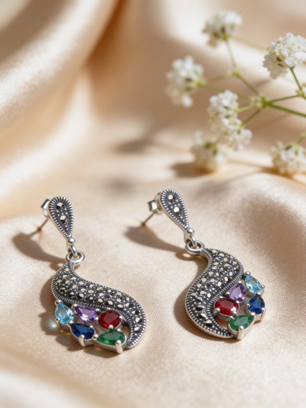 925 Multicolor Vintage Drop Earrings