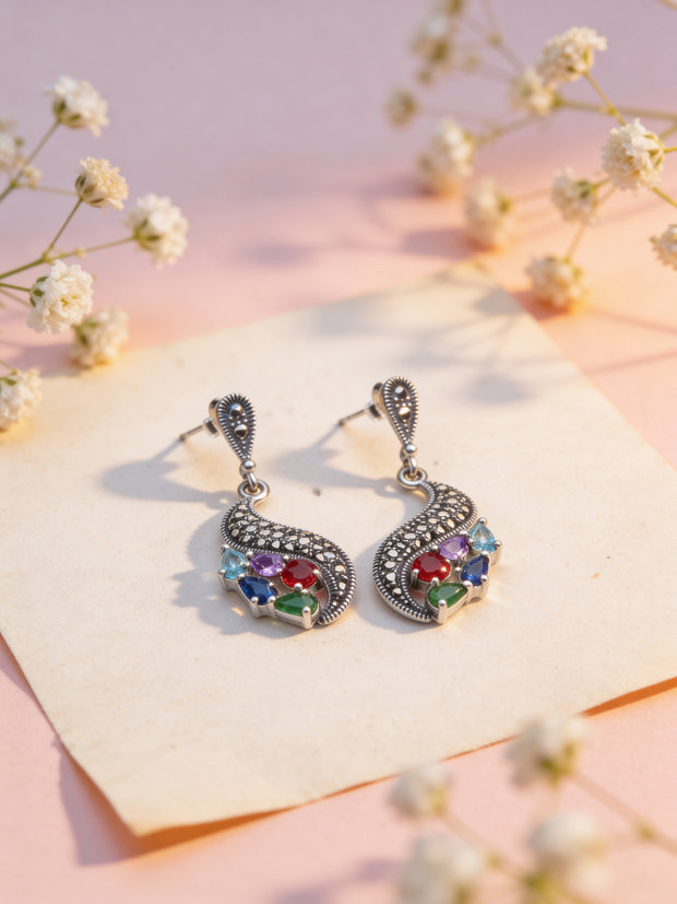 925 Multicolor Vintage Drop Earrings