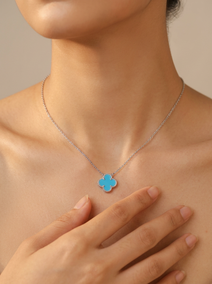 Turquoise Clover Pendant Chain