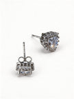 925 Crystal Heart Halo Studs