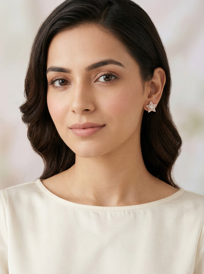 Nilo Crystal Star Mother of Pearl Stud Earrings