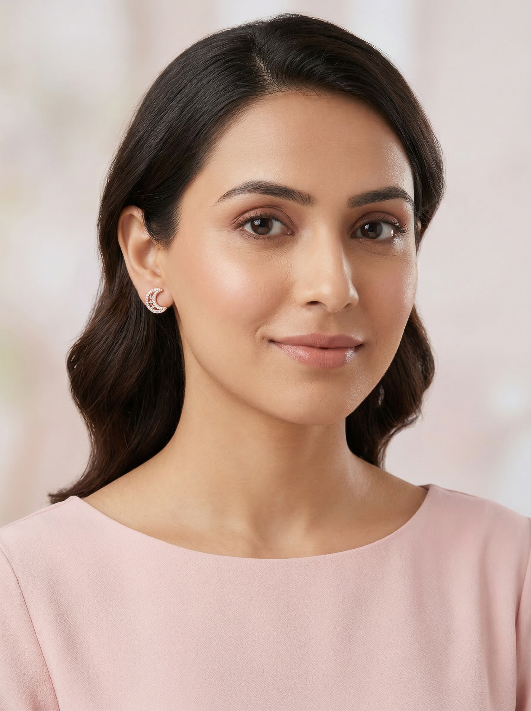 Nilo Crescent Crystal Stud Earrings