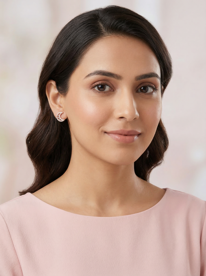 Nilo Crescent Crystal Stud Earrings