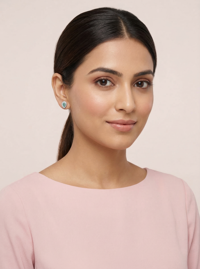 Nilo Opal Teardrop Halo Stud Earrings