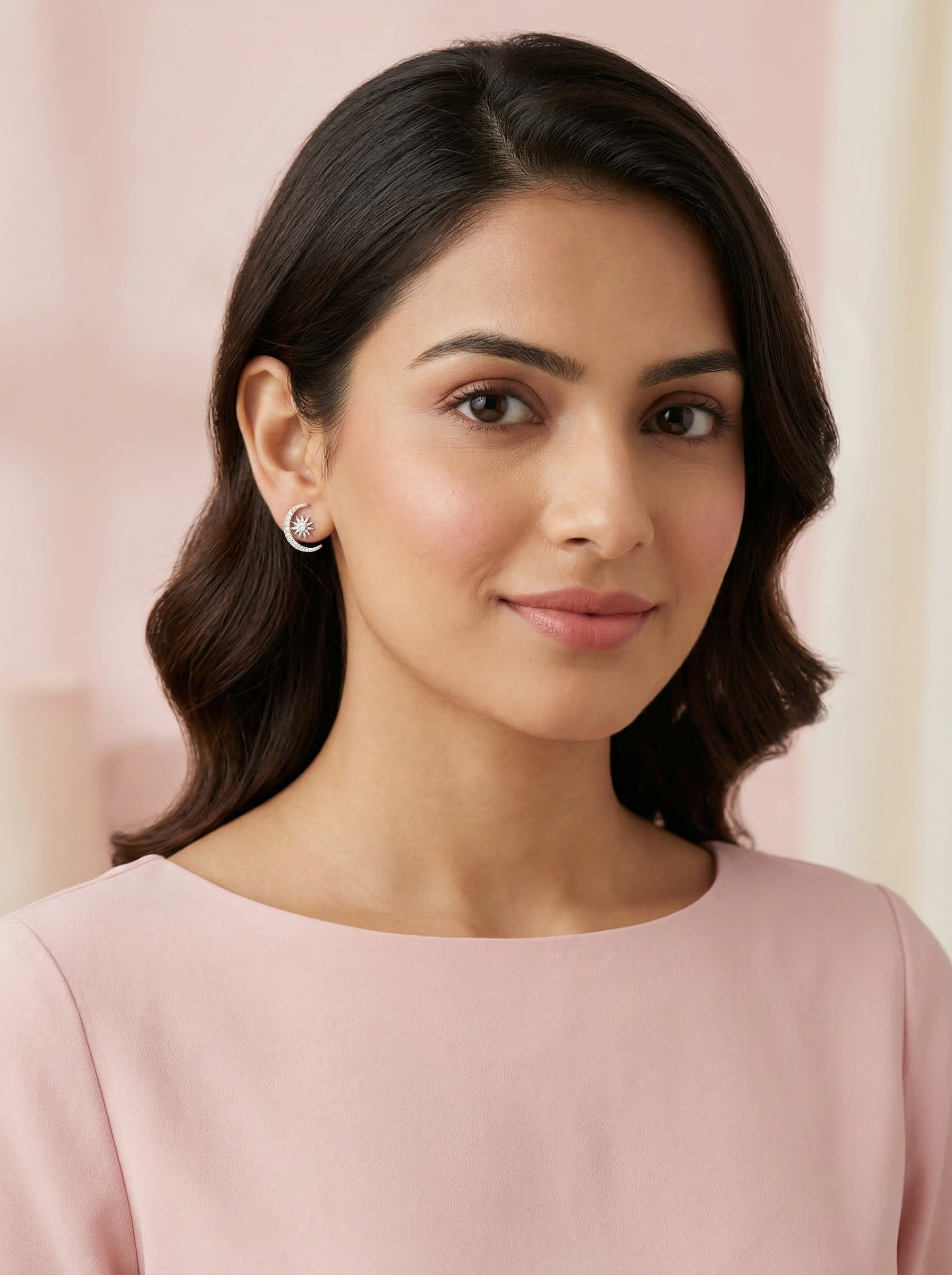 Nilo Celestial Star Moon Stud Earrings