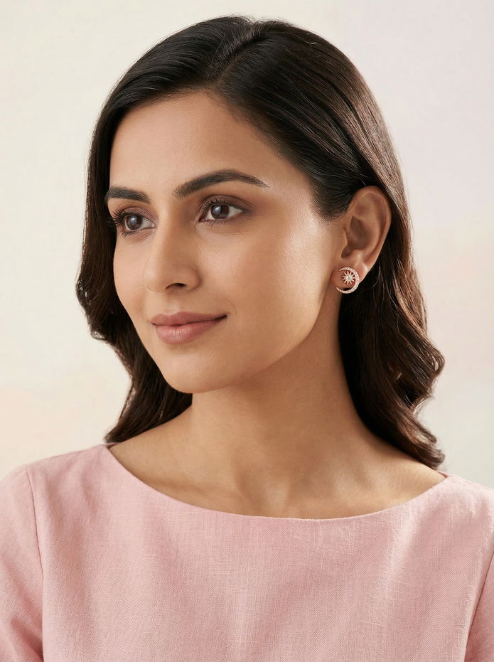 Nilo Celestial Star Moon Stud Earrings
