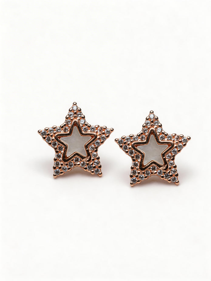 Nilo Crystal Star Mother of Pearl Stud Earrings