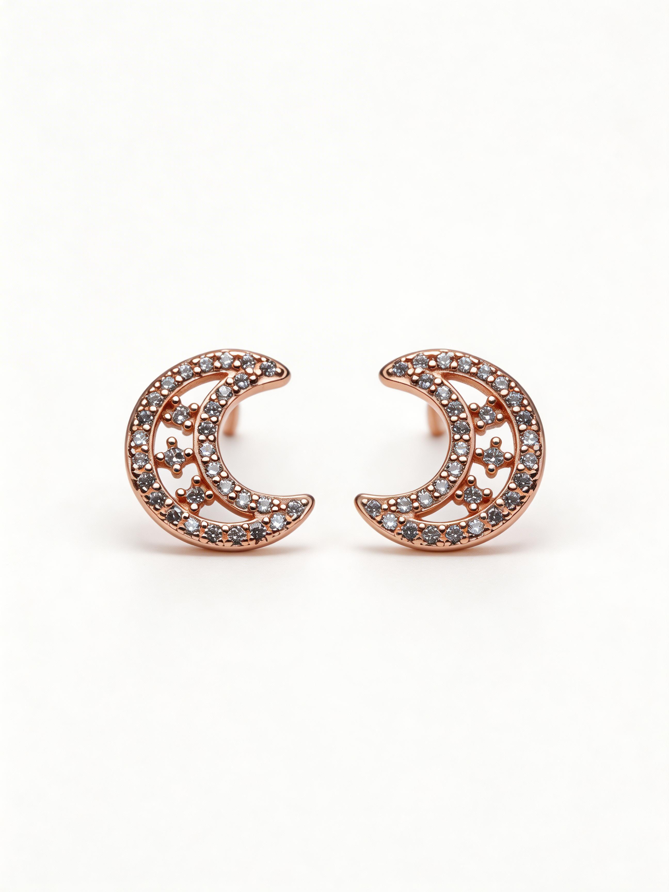 Nilo Crescent Crystal Stud Earrings