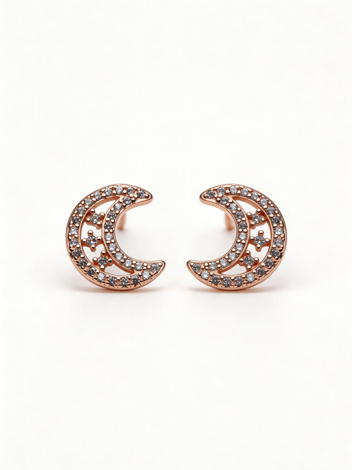Nilo Crescent Crystal Stud Earrings